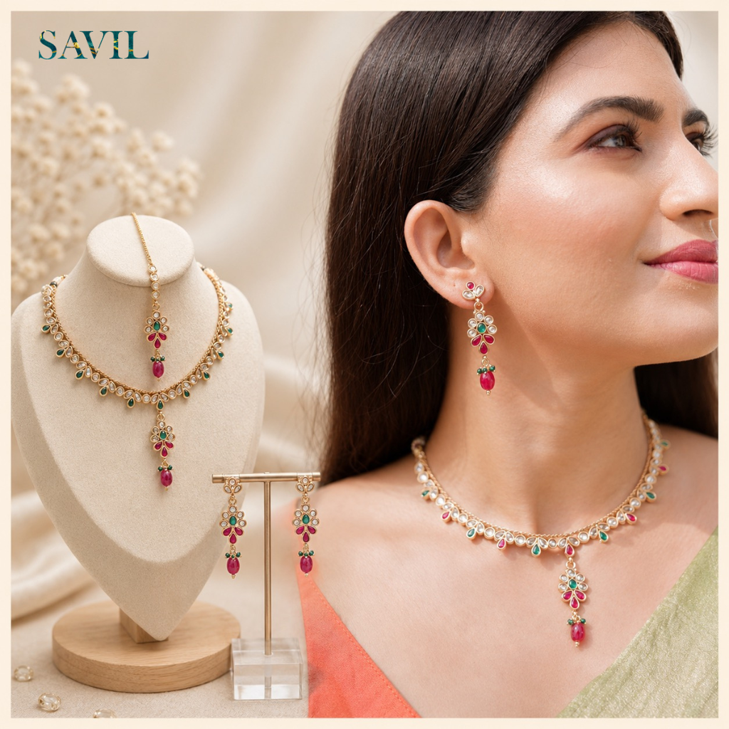 Yazhini Forest Radiance Necklace Set