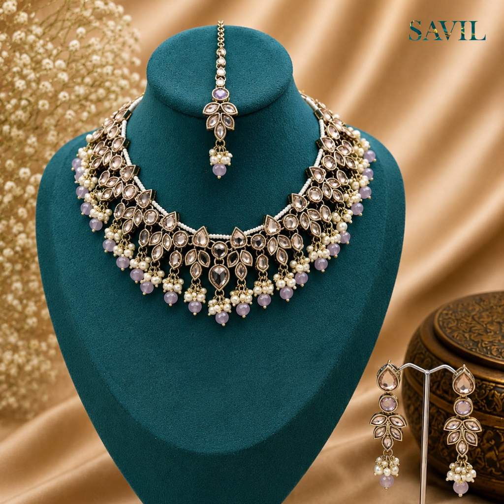 Jhanvi - Pearl & Kundan Bridal Necklace Set