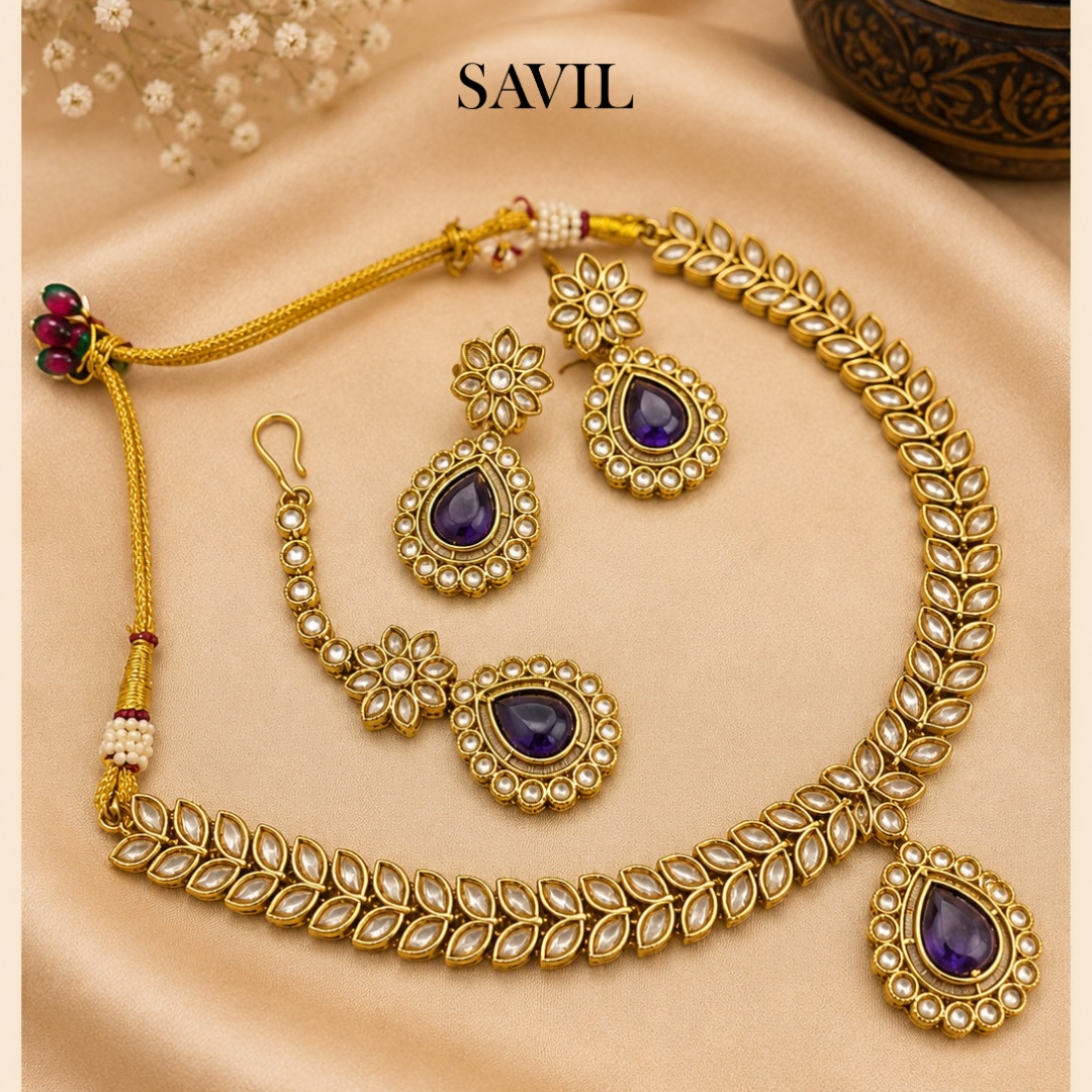 ARASIYAI - Royal Orchid Leaf Pendant Necklace