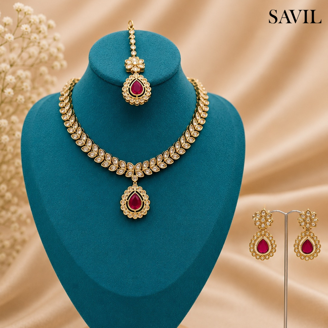 ARASIYAI - Royal Orchid Leaf Pendant Necklace