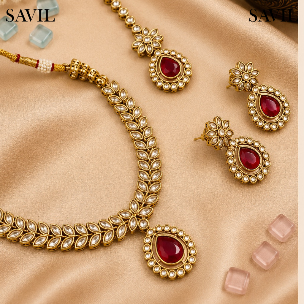 ARASIYAI - Royal Orchid Leaf Pendant Necklace