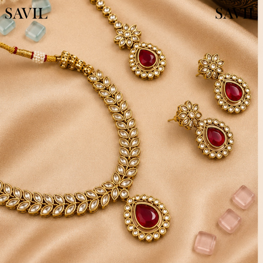 ARASIYAI - Royal Orchid Leaf Pendant Necklace