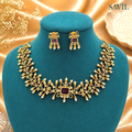 Navratna Pearl Cluster Necklace Set